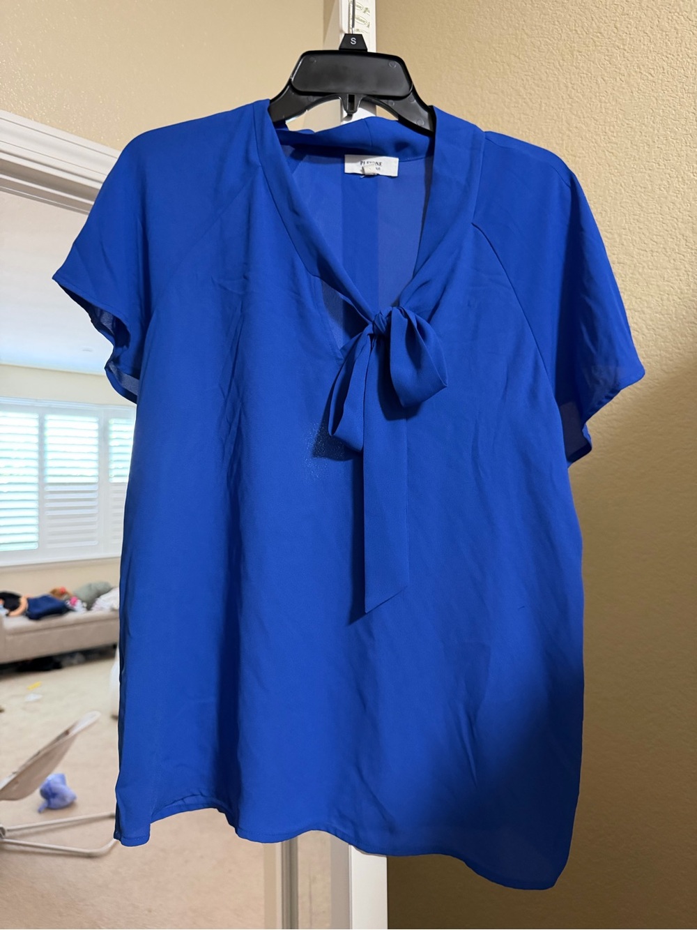 Vibrant royal blue Pleione short-sleeve blouse